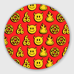 Круглый коврик для мышки 666 y2k emoji pattern