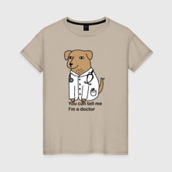 Собака доктор – Женская футболка хлопок с принтом купить со скидкой в -20%
