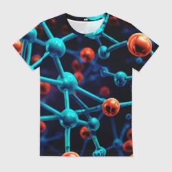 Женская футболка 3D Молекулы под микроскопом 