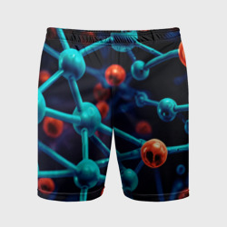 Мужские шорты спортивные Молекулы под микроскопом 