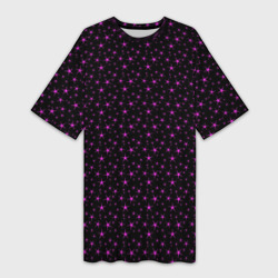 Чёрный с сиреневыми звёздочками – Платье-футболка с принтом купить со скидкой в -9%
