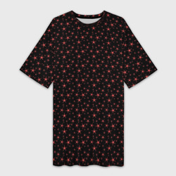 Чёрный с розовыми звёздочками – Платье-футболка 3D с принтом купить