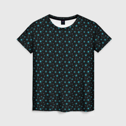 Женская футболка 3D Чёрный с голубыми звёздочками паттерн