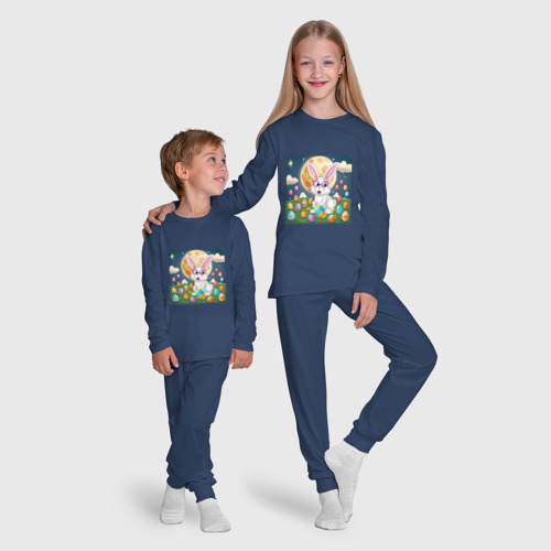 Детская пижама с лонгсливом хлопок Зайчик ботаник, цвет темно-синий - фото 9