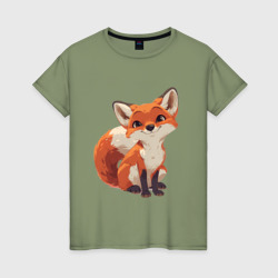 Cute little fox – Женская футболка хлопок с принтом купить со скидкой в -20%
