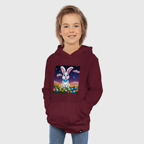 Детская толстовка хлопок Кролик под звёздами, цвет меланж-бордовый - фото 5