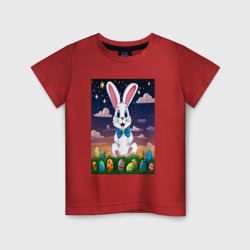 Заяц в бабочке под небом – Детская футболка хлопок с принтом купить со скидкой в -20%