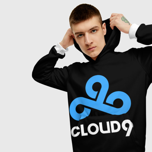 Мужская толстовка 3D Cloud9 - esports logo, цвет белый - фото 5