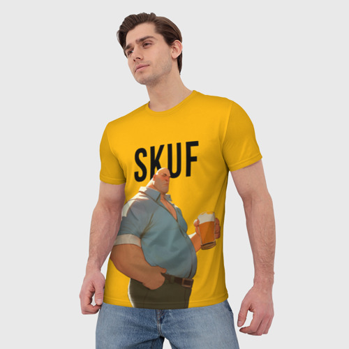 Мужская футболка 3D Скуф - пивом, цвет 3D печать - фото 3