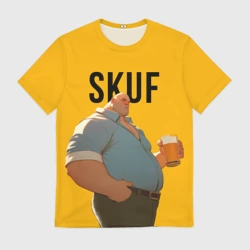Мужская футболка 3D Скуф - пивом