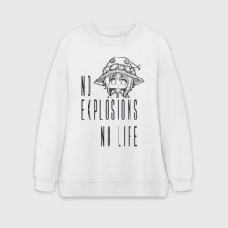 Женский свитшот oversize без начеса хлопок No explosions no life