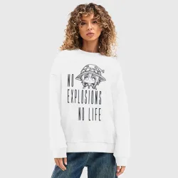 Женский свитшот oversize без начеса хлопок No explosions no life - фото 2