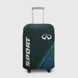 Чехол для чемодана 3D Infiniti sport glitch blue