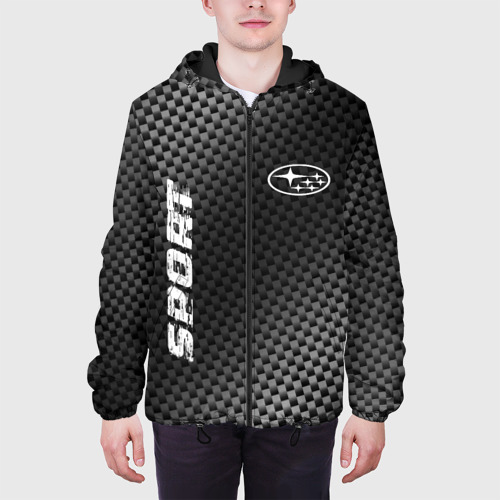 Мужская куртка 3D с принтом Subaru sport carbon, вид сбоку #3