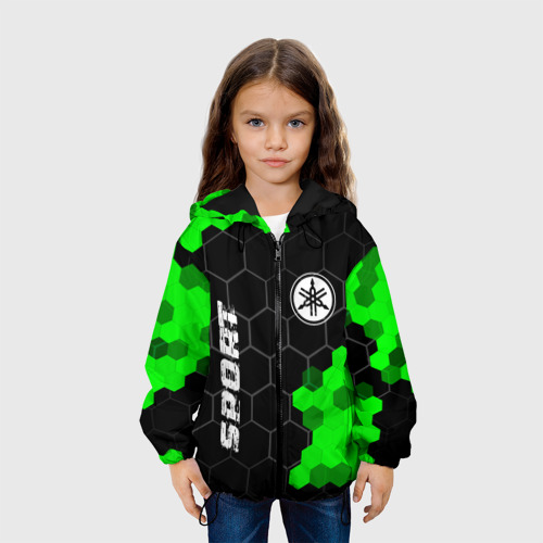 Детская куртка 3D с принтом Yamaha green sport hexagon, вид сбоку #3