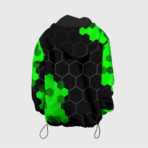 Детская куртка 3D с принтом Yamaha green sport hexagon, вид сзади #1