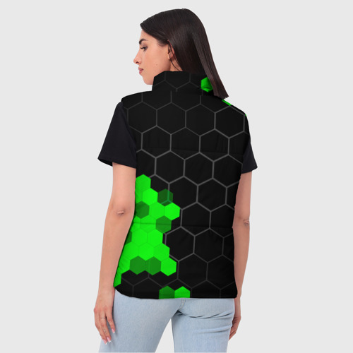Женский жилет утепленный 3D BYD green sport hexagon, цвет черный - фото 4