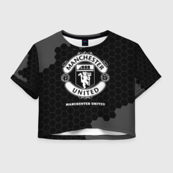 Женская футболка Crop-top 3D Manchester United sport на темном фоне