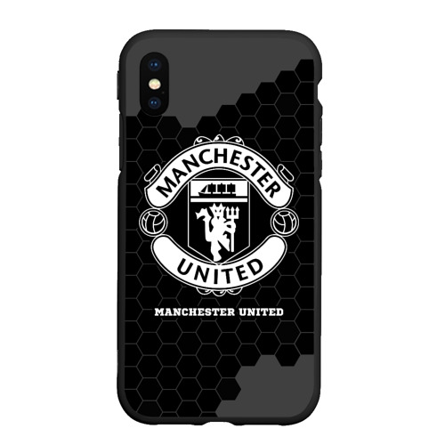 Чехол для iPhone XS Max матовый Manchester United sport на темном фоне