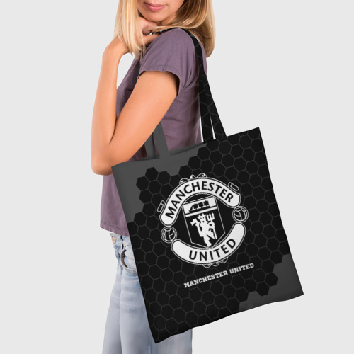 Шоппер 3D с принтом Manchester United sport на темном фоне, фото на моделе #1