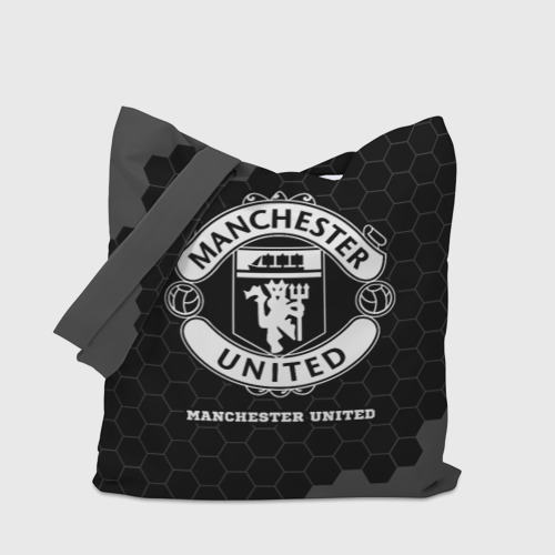 Шоппер 3D с принтом Manchester United sport на темном фоне, вид сбоку #3
