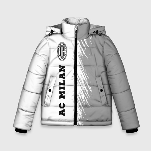 Зимняя куртка для мальчиков 3D с принтом AC Milan sport на светлом фоне по-вертикали, вид спереди #2