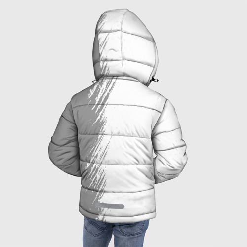 Зимняя куртка для мальчиков 3D с принтом AC Milan sport на светлом фоне по-вертикали, вид сзади #2