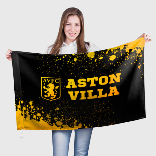 Флаг 3D Aston Villa - gold gradient по-горизонтали