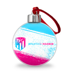 Ёлочный шар Atletico Madrid neon gradient style по-горизонтали