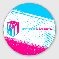 Круглый коврик для мышки Atletico Madrid neon gradient style по-горизонтали