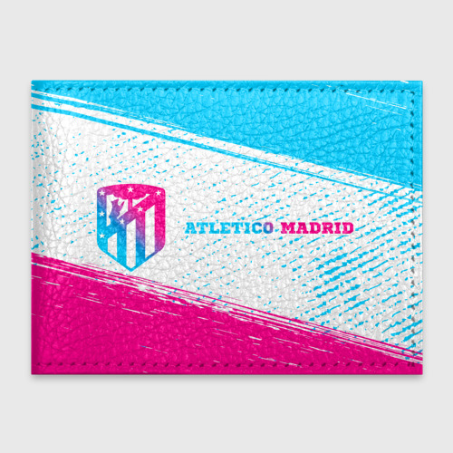 Обложка для студенческого билета Atletico Madrid neon gradient style по-горизонтали