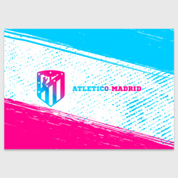 Поздравительная открытка Atletico Madrid neon gradient style по-горизонтали