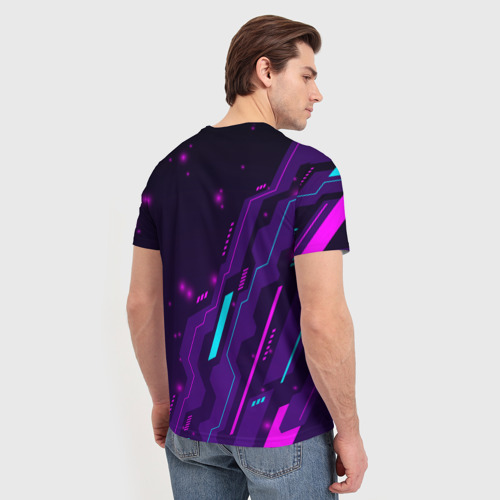 Мужская футболка 3D с принтом Forza Horizon neon gaming, вид сзади #2