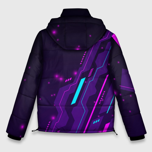 Мужская зимняя куртка 3D с принтом Forza Horizon neon gaming, вид сзади #1