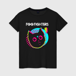 Женская футболка хлопок Foo Fighters rock star cat
