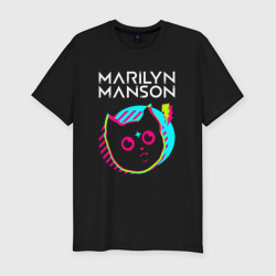 Мужская футболка хлопок Slim Marilyn Manson rock star cat