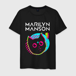 Мужская футболка хлопок Marilyn Manson rock star cat