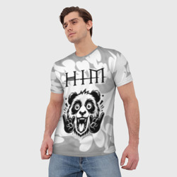 Мужская футболка 3D HIM рок панда на светлом фоне - фото 2