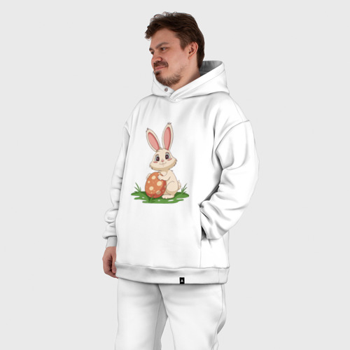Мужской костюм oversize хлопок с принтом Пасхальный кролик и пасхальное яйцо, фото #5