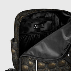 Рюкзак с принтом Темная классическая броня для женщины, вид на модели спереди №5. Цвет основы: белый