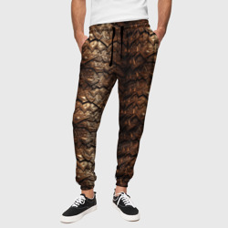 Коричневая металлическая текстура – Мужские брюки 3D с принтом купить