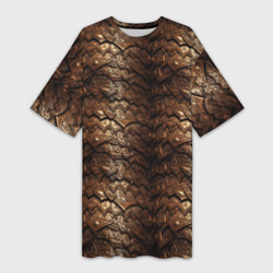 Коричневая металлическая текстура – Платье-футболка 3D с принтом купить