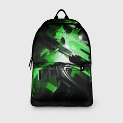 Рюкзак с принтом Green dark abstract geometry style для любого человека, вид спереди №3. Цвет основы: белый
