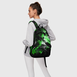 Рюкзак с принтом Green dark abstract geometry style для любого человека, вид спереди №4. Цвет основы: белый