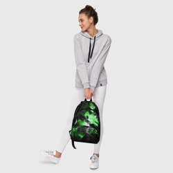 Рюкзак с принтом Green dark abstract geometry style для любого человека, вид спереди №6. Цвет основы: белый