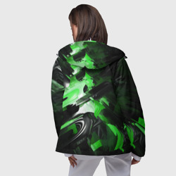 Ветровка с принтом Green dark abstract geometry style для женщины, вид на модели сзади №3. Цвет основы: белый