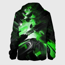 Куртка с принтом Green dark abstract geometry style для мужчины, вид сзади №1. Цвет основы: белый