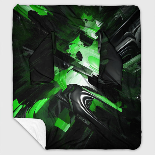 Плед с рукавами с принтом Green dark abstract geometry style, вид спереди №1