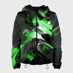 Женская куртка 3D Green dark abstract geometry style