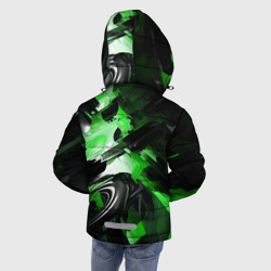 Куртка с принтом Green dark abstract geometry style для любого человека, вид сзади №2. Цвет основы: черный